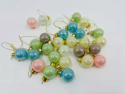 27 X Vintage Glass Christmas 2.5cm Mini Baubles Balls Ornaments Decorations • $74