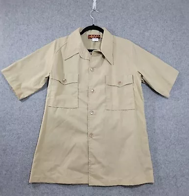 Vintage Work Shirt Men 42 Perma-Prest Shirt Tan Short Sleeve Uniform Trends  • $18.99