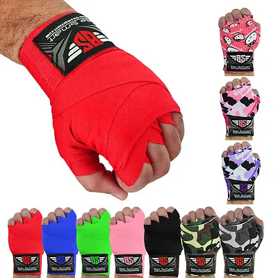 Hand Wraps Bandages Fist Boxing Inner Gloves Muay Thai MMA Cotton 4.5m Long • £4.99