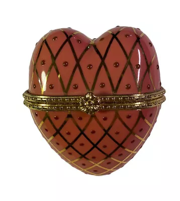 Mary Kay ‘From The Heart’ Ceramic Heart Box Trinket Box  Pink  Gold Color • $10