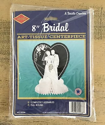 Vintage Beistle Bridal Honeycomb Centerpiece Tissue 8 Inches Black White • $12.99