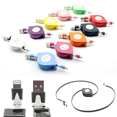 Retractable USB Data Sync Charger Cable For IPhone 5 5C 5S 6 7 Plus IPod Touch • £1.19
