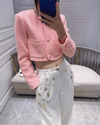 £1354.18 • Buy Chanel Pink Tweed Jacket Size 38