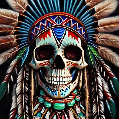 4” Native American Skull Sticker Biker Tribal Indian Head Heritage Cool • $5.99