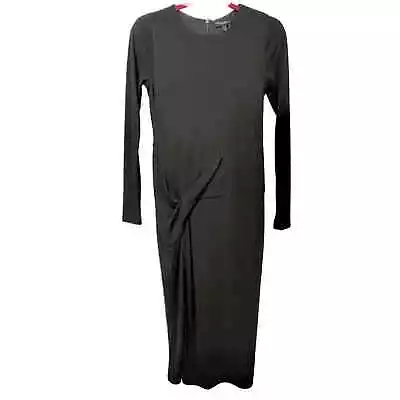 Donna Karan New York Sz 4 Black Midi Faux Wrap Dress Party Cocktail Designer • $35