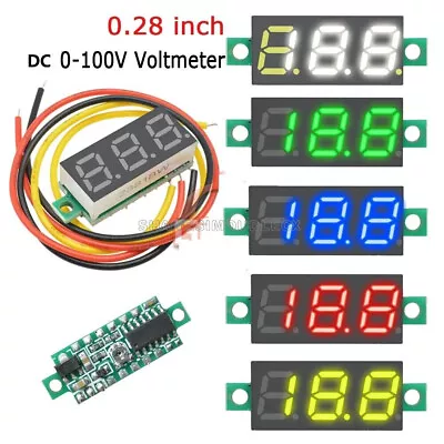 10PCS Mini DC 0-100V 0.28  3-Digit Voltmeter LED Voltage Panel Meter 3 Wire • $8.50