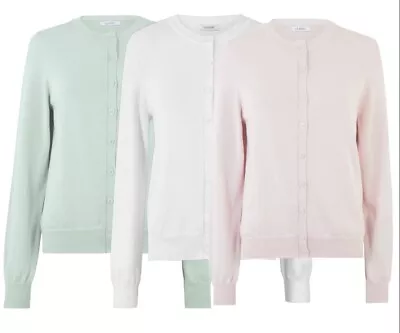 £14.99 • Buy Ex M&S Pure Cotton Ladies Round Neck Cardigan Soft Button Knit Cardi Sweater P11