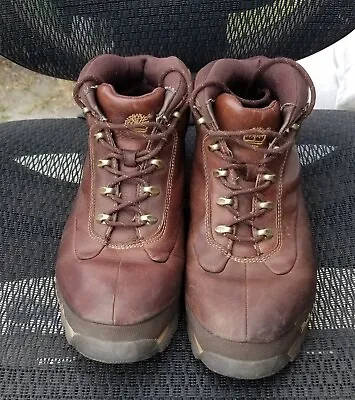 VTG Timberland Leather Lace-Up Mid Rise Hiking Trail Boots Men's Size 9 • $75