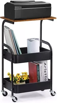 3-Tier Printer Cart Storage Shelf Mobile Printer Stand W/ Wheels Organizer Rack • $33.50