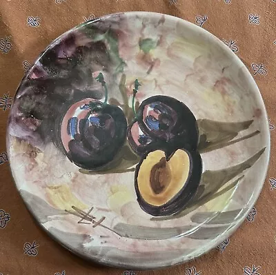 8.25” Peasant Village Pottery Plate Hand Painted Italy PV 09503 Plate Plums VGC • $14.95