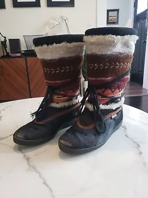 Vintage Tecnica Fur Boots Ski Made In Italy MCM US Size 9.5 EUR 41 Apres Western • $39.99