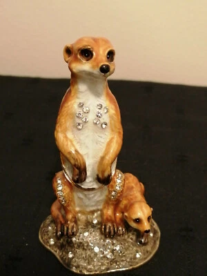 £23.95 • Buy Meerkat Ornament - Cloisonné Trinket Box - Enamel Jewel Encrusted - Gift Boxed
