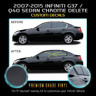 For 2007-2015 Infiniti G35 G37 Q40 Sedan Window Chrome Delete Matte Carbon Fiber • $32.50