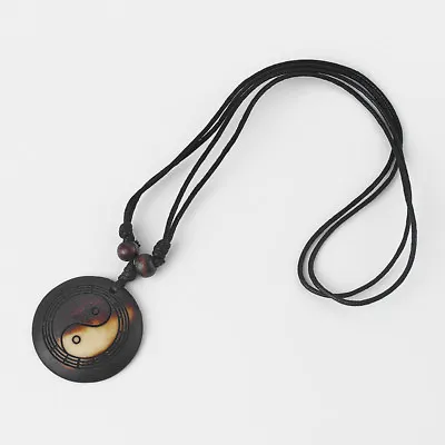 1pcs Yak Bone Taiji / Ying Yang / Bagua Charms Pendant Surf Necklace Adjustable • $3.59