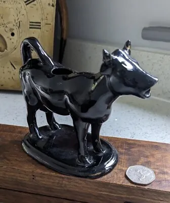 Antique Jackfield Staffordshire Black Glaze Victorian Cow Creamer / Milk Jug • £8.75