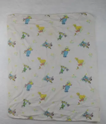 Vintage Sesame Street Baby Receiving Blanket Big Bird Bert Ernie Cookie Monster • $14.39