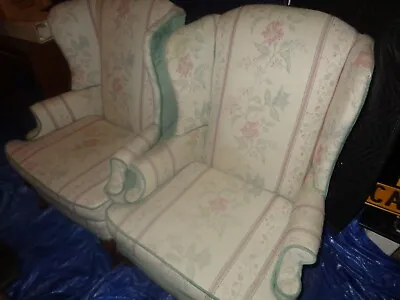 2 Antique Chairs Custom Reupholstered High Wing Back Style - Liquidation Pricing • $219.99