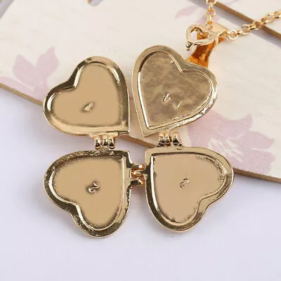 4 Picture 925 Silver Plated Heart Locket Photo Flower Petal Pendant  Necklace • $3.14