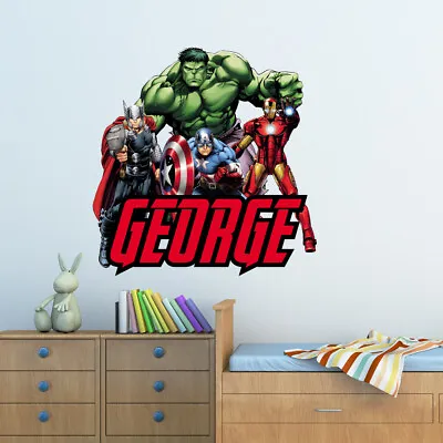 £3.99 • Buy Personalised Marvel Avengers Hole In Wall Sticker Decal  Kids Bedroom Decoration