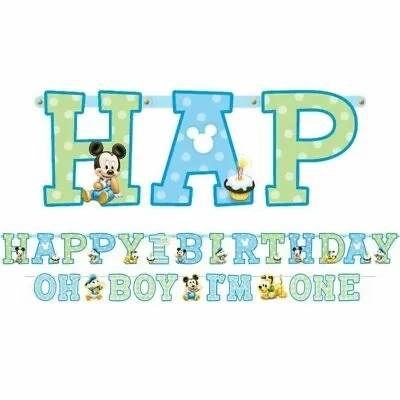 Disney Mickey Mouse & Friends Jumbo HAPPY BIRTHDAY Banner Kit +Bonus Mini Banner • $9.60