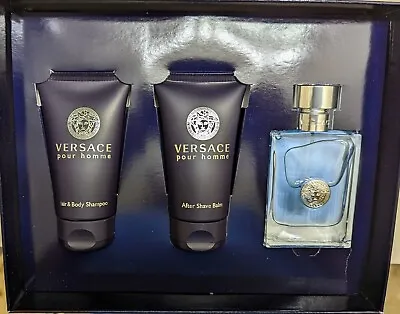 Versace Pour Homme + After Shave Balm + Hair & Body Shampoo - 3 Piece Set • $50