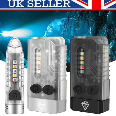 V10 1000 Lumens USB Type-C Rechargeable Mini Keychain EDC Flashlight Work Light • £8.99