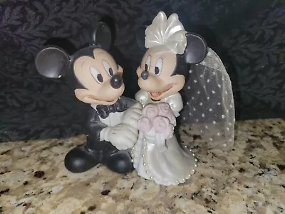 Disney Mickey & Minnie Mouse Wedding Bride And Groom Porcelain Cake Topper • $30