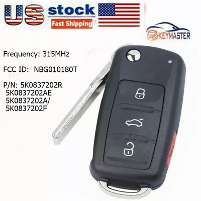$12.59 • Buy Replacement Keyless Remote Car Key Fob For Volkswagen VW 2011-2016 Jetta Golf 4B