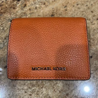 Michael Kors Bifold Multi Pocket Wallet Orange Tan Snap Closure And Zip Pocket • $45