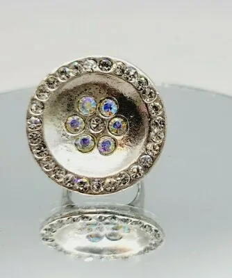 Vintage Signed Avant Garde Ring Aurora Borealis Crystal Flower Statement Size 7  • $50.17