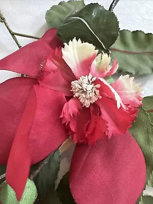 Wonderful Rich Red Vintage Antique Millinery Flower And Leaves Spray • $6