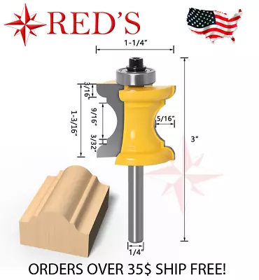 REDS Y65706-4 - 1-3/16  Bullnose & Cove Trim Molding Router Bit 1/4  Shank • $7.99