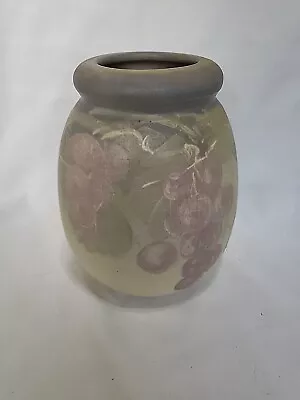 Weller Hudson Art Pottery Light Bulbous Vase With Grapes 7  X 5  • $84