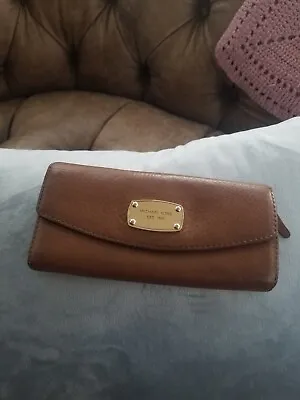 Michael Kors Ladies Jet Set Pebbled Leather Wallet Tan Luggage Color Soft  • $39