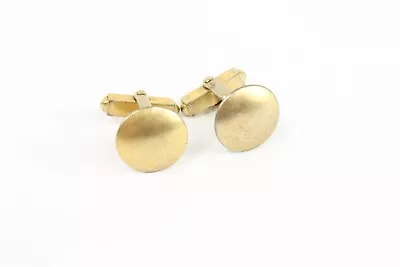 ✅ Vintage Pair Mens Swank Round Cuff Links B&W 10K Gold Filled Plate Jewelry • $4.90