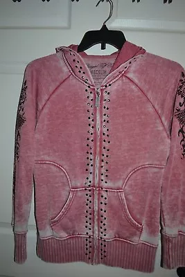 Cowgirl Tuff Women's Red Burnout Aztec Stud Zip Hoodie JACKET Size MED $85 • $46.06