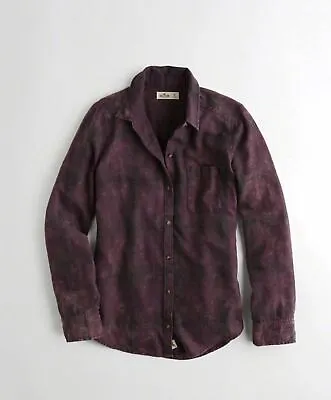 Hollister Womens Oversized Flannel Shirt Purple Plaid (SML) - BNWT! • £17.99