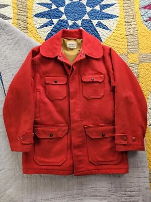 Vintage 1960s Montgomery Ward Western Field Red Mackinaw Coat Jacket 42 • $72.70