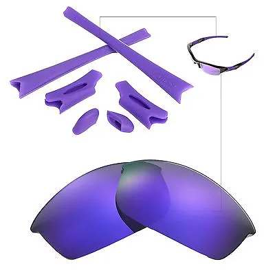 Walleva Polarized Purple Lenses And Rubber Kit For Oakley Flak Jacket Sunglasses • $19.99