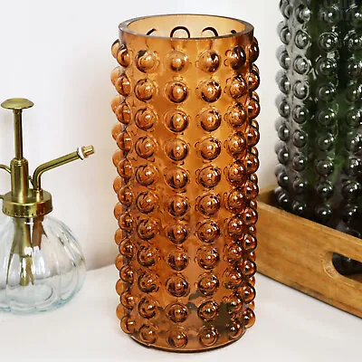 Orange Glass Bobble Vase Tall Glossy Flower Table Centrepiece Modern Boho Decor • £16.50