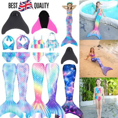 Mermaid Tails Swimsuit Girls Princess Bikini Set Beach Swimming Pool Costume New • £15.82