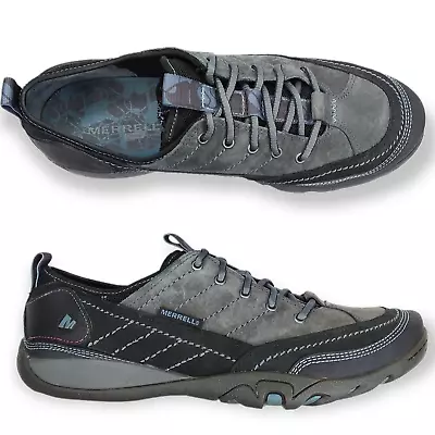 Merrell Mimosa Gray Black Suede Leather Trail Shoes Size 9 Lace Up Hiking • $35