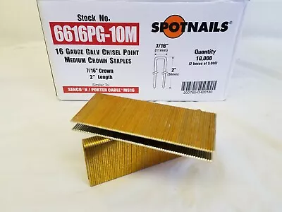 Spotnails 6616PG 16 Gauge 2  Leg X 7/16  Medium Crown Staples 10000 Count N21 • $80.60