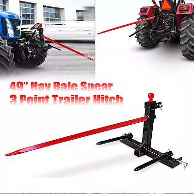 Category 1 Tractor 3 Point 2'' Trailer Hitch Receiver 49'' & 17'' Hay Bale Spear • $269.99