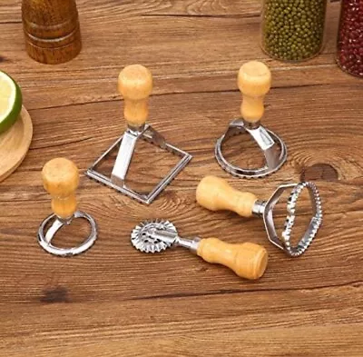 Ravioli Stamp Set Of 5 Ravioli Maker Cutter With Wooden Handle NEW • $23.99