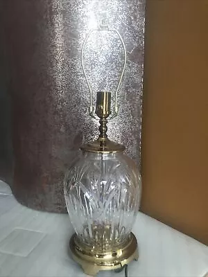 Vintage Waterford Ballylee Fine Cut Crystal Table Lamp Cresent Brass 1994  *READ • $279.99