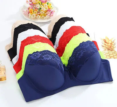 Ladies Underwear Sexy Lace Floral Bra Padded Multiway Strapless Push Up Bra NEW! • £8.99
