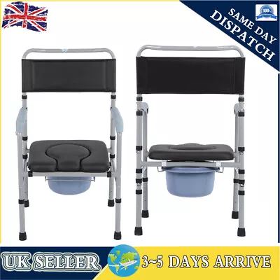 Adult Toilet Seat Potty Commode Chair Bedside Bariatric Drop Arm Safety NEW • £45.99