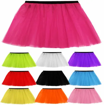 £4.49 • Buy Ladies Womens Girls Hen Adult Plus Neon Tutu Skirt With Two & Three Layers 5 Col
