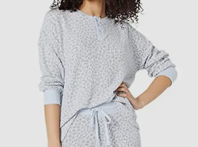 $50 PJ Salvage Women Blue Leopard Print Sleepwear Ski Jammie Pajama Top Size S • $15.98